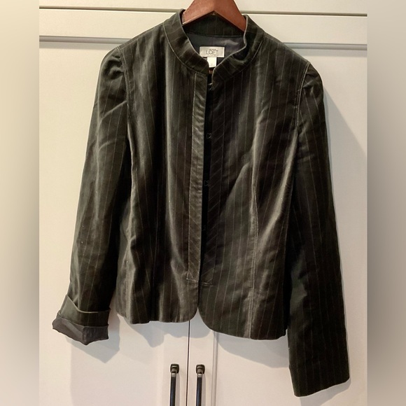 Ann Taylor Loft Velvet Gray/silver shimmer jacket Sz 12 - Picture 13 of 16